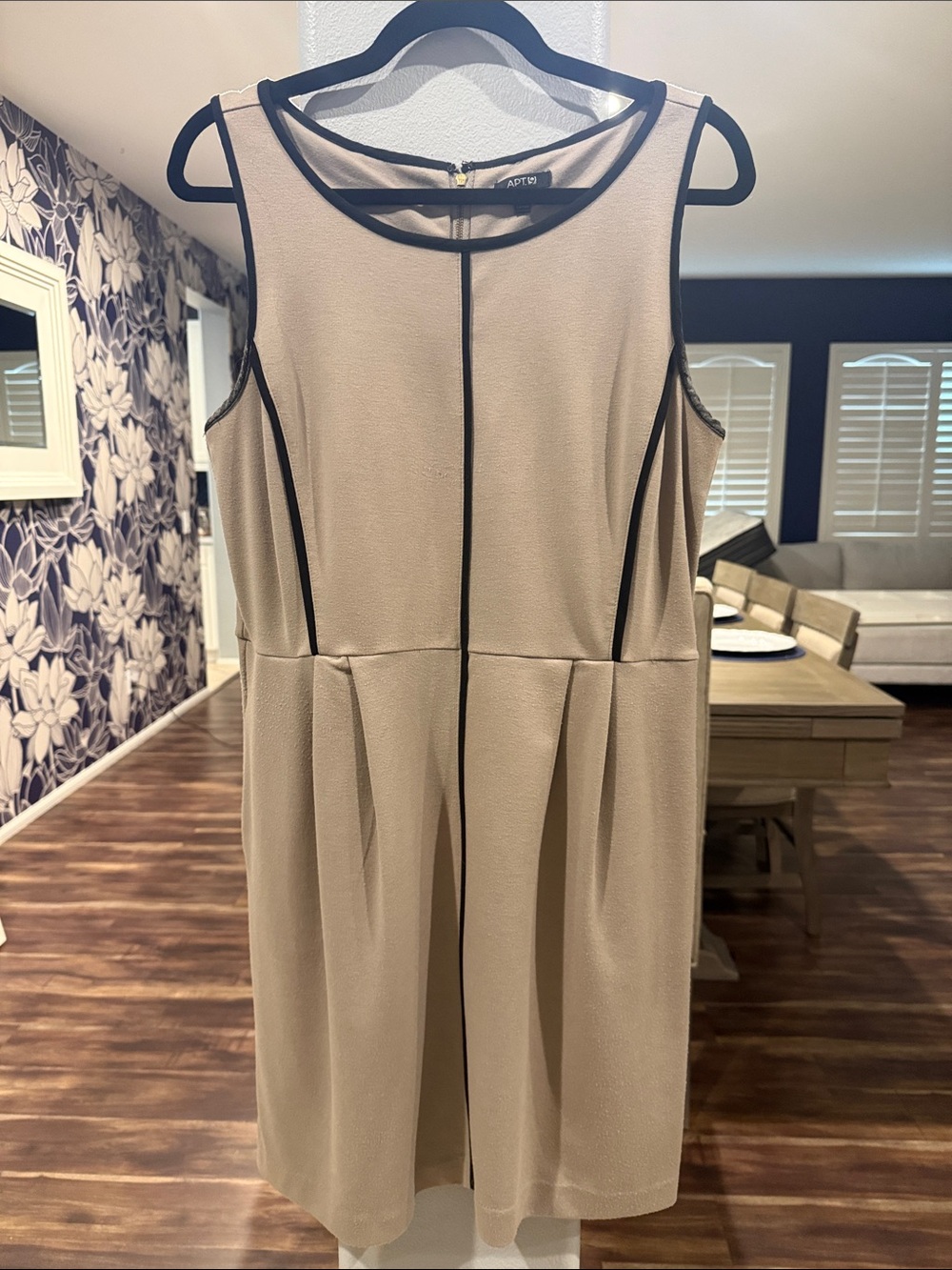 Apt. 9 Beige Sleeveless Dress with Black Trim